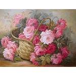  Диамантен Гоблен "Кошница с Рози" - 40 x 50 см, Кръгли мъниста