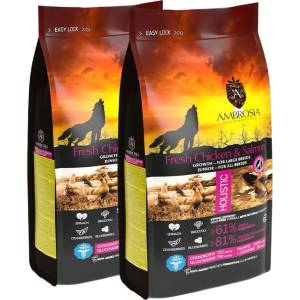 AMBROSIA Puppy & Growth Large Breeds Chicken & Salmon 2 x 12 кг