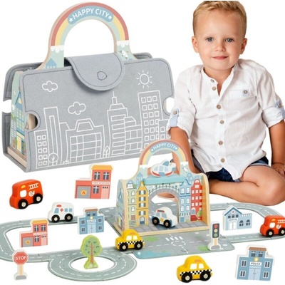 TOOKY TOY Mini Mesto Prenosná Súprava s Autíčkami v Taške Tooky Toy