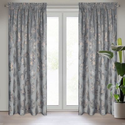 Takoy Závěs GLORIA z měkkého sametu s třpytivým potiskem palmových listů 140 x 300 cm-HF-422087 | 140 x 300 cm