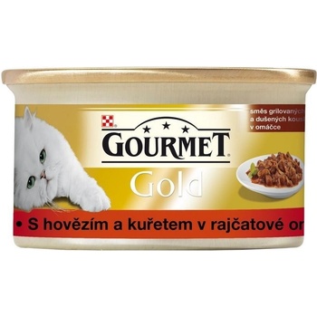 Gourmet Gold Hovädzie a kuracie mäso v paradajkovej omáčke 48 x 85 g