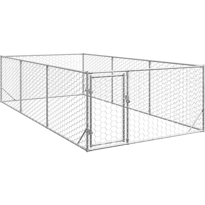 vidaXL Външна кучешка клетка с врата 2x4x1 м, поцинкована стомана (4105412)