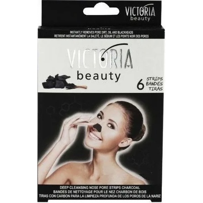 Victoria Beauty Почистващи ленти за нос с активен въглен 6 броя
