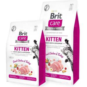 Brit Care Cat Grain-Free KITTEN HEALTHY GROWTH AND DEVELOPMENT- Пълноценна суха храна за котенца и кърмещи котки с коластра със 26% прясно пилешко и зеленчуци, БЕЗ зърнени култури 7 кг