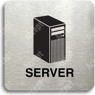 ACCEPT Piktogram server - stříbrná tabulka - černý tisk bez rámečku