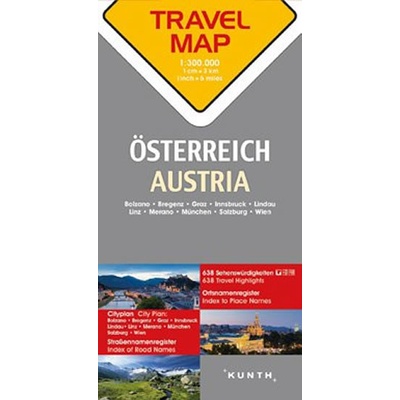 Rakousko 1:300 T TravelMap KUNTH