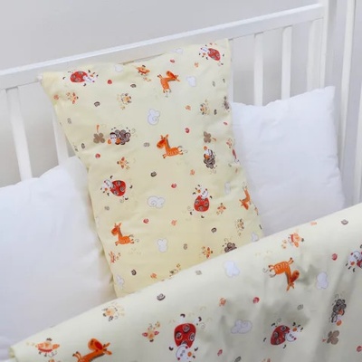 Stanex Dětské ložní povlečení krepové Zvířátka žlutá 135 x 90 cm 40 x 60 cm