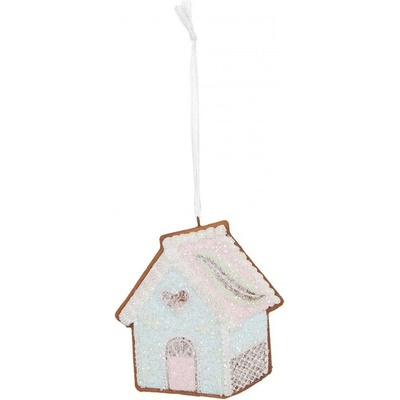 Závěsná dekorace modrá perníková chaloupka Frosted Ginger - 9*1*10 cm - Clayre & Eef