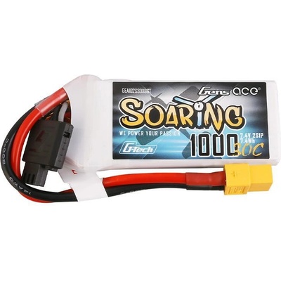 Gens ace tattu Батерия 2 клетки Gens ace G-Tech Soaring 1000mAh 7.4V 30C 2S1P Lipo Battery Pack with XT60 Plug GEA102S30X6GT (GEA102S30X6GT)