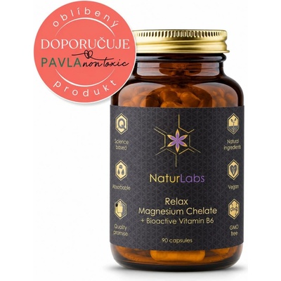 Vitalvibe Magnesium Hořčík Chelát Bisglycinát + Vitamín B6 90 kapslí