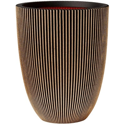 Capi Nature Rib NL Vase elegant low black gold 34x46 cm