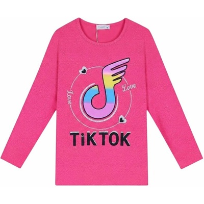 Kugo dívčí tričko dlouhý rukáv tm.růžová
