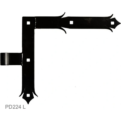 kování ozdobné, 250x290mm, 35x4mm, ø 14mm levé, černé