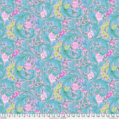 Bavlněná látka květinová modrá | Kaffe Fassett x Morris & Co – Leicester