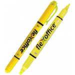 FlexOffice Маркер FlexOffice FO-HL01 жълт, 1.0 - 3.0 mm, двулицев с остър връх и хайлайтър