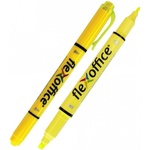 FlexOffice Маркер FlexOffice FO-HL01 жълт, 1.0 - 3.0 mm, двулицев с остър връх и хайлайтър