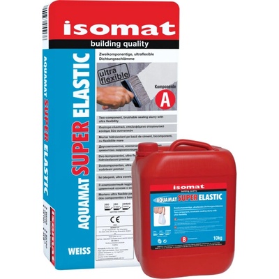 ISOMAT AQUAMAT-SUPERELASTIC - 2-zložková, extra elastická hydroizolačná stierka Farba: Biela, Hmotnosť: 30 kg