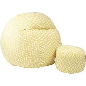 Pufrelax Комплект, Барбарон с табуретка за крака 700л. , King Size, Zippity Yellow, Перящ се калъф, Пълнеж с микс от мемори пяна и дунапрен, Гама Premium