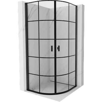 Mexen Mist овална душ кабина с отварящи се врати 70 x 70 см, черна решетка, черна - 8A31-070-070-70-77 (8A31-070-070-70-77)