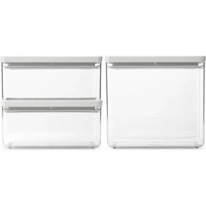 Brabantia Кутии за съхранение на продукти Brabantia Tasty+ Stackable 1008882, 1.5л/3.5л, Без BPA, Плътно затваряне, Светлосив (1008882)