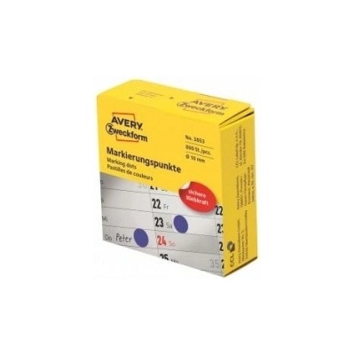 Etikety kruhové 10mm Avery modré v dispenzore