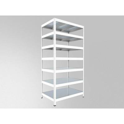 Biedrax Regál na šanony 35 x 120 x 270 cm, bílý, 7 polic plech zinek, nosnost 150 kg na polici