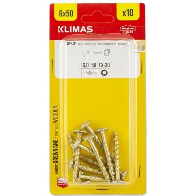 Klimas Wkret-Met 6x50mm - 10 ks - Konštrukčná skrutka s tanierovou hlavou TX, BWKCP