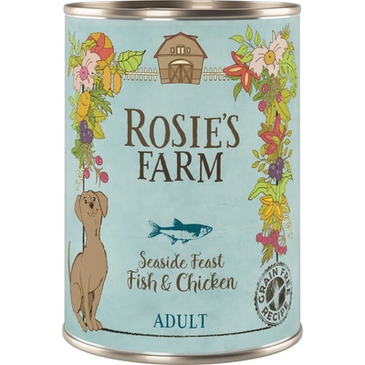 Rosie's Farm 6х400г Adult Rosie's Farm, консервирана храна за кучета - риба и пиле