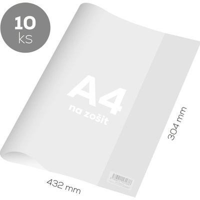 JUNIOR Obal na sešit A4 PVC 432x304 mm hrubý transparentní 10 ks