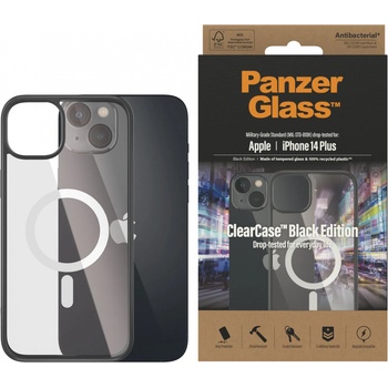 Panzer Гръб ClearCase PanzerGlass, MagSafe за Apple Iphone 14 Plus, Antibacterial - Черна рамка