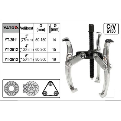 Yato YT-2512 stahovák 4' 60-200mm tříramenný