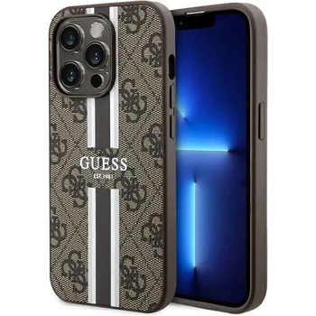 GUESS Кейс Guess 4G Printed Stripes MagSafe за iPhone 15 Pro, кафяв (GUE003625-0)