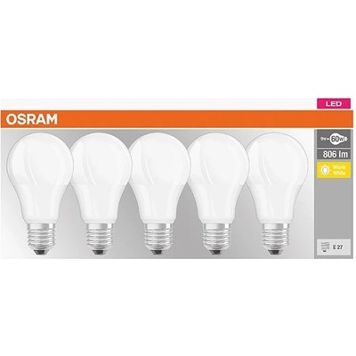 Osram Sada LED žiaroviek Base Classic A, 806 lm, teplá biela, E27, 5 ks LED CLASSIC A E27 9W 806LM - 60W 10