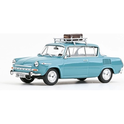 ABREX Škoda 1100MBX 1969 Tyrkysová Světlá se střešním nosičem a kufrem 1:43