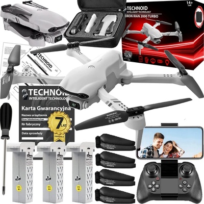 DRON TECHNOID S HD WiFi KAMEROU 2000 m 3x Akumulátor 90 min GPS 45 km/h KUFR