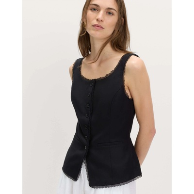 Marks & Spencer Жилетка с дантелен кант от лен и високо съдържание на лиоцел Marks & Spencer черни Marks & Spencer | Cheren | ЖЕНИ | 12
