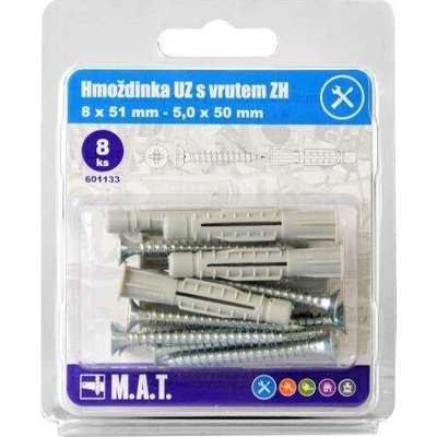 hmoždinka UZ pr. 8mm s vrutem ZH ZB (8ks)