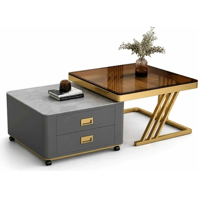 LuxuryForm Design Bolt 70 x 70 / 60 x 60 cm sivý / zlatý 2 ks
