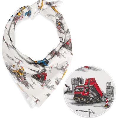 Biante detská šatka Sandra SA-578 Nákladiaky a bagre na bielom