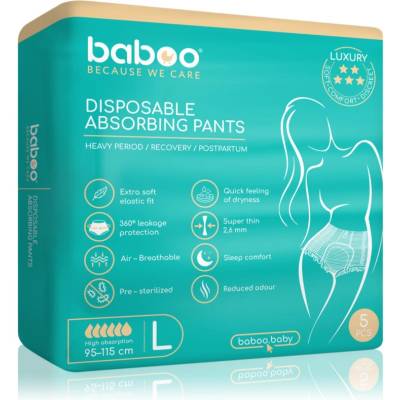Baboo Disposable Absorbing Pants еднократни пелени гащички размер L 5 бр
