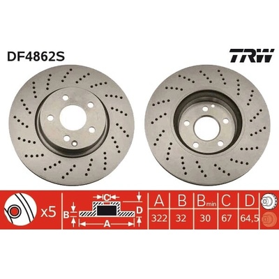 Brzdový kotúč TRW DF4862S