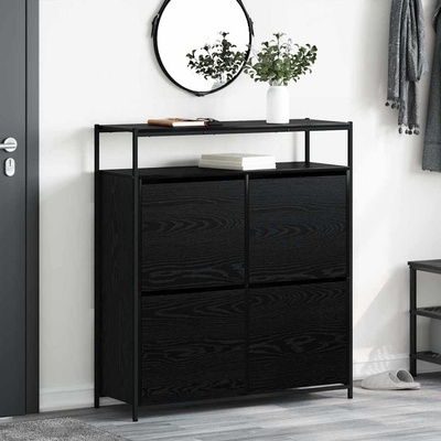 vidaXL Шкаф за обувки 100 x 34 x 112 см Инженерна дървесина Черния дъб (3365549)