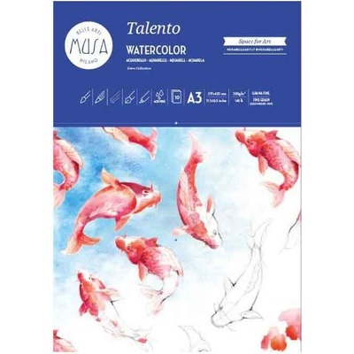 Musa Talento Watercolor blok akvarelových papírů A3 300 g/m2 10 listů lepená vazba