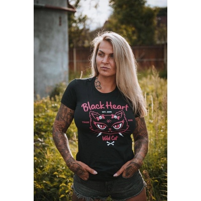 Dámské Triko BLACK HEART WILD CAT Černá