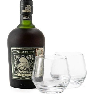 Diplomatico Reserva Exclusiva 12y 40% 0,7 l (dárčekové balenie 2 poháre)