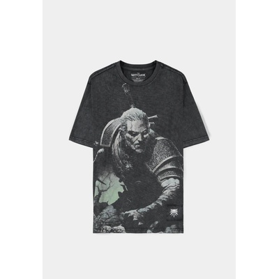 The Witcher Game The Witcher The Wild Hunt Short Sleeved Washed Men's T-shirt Grey