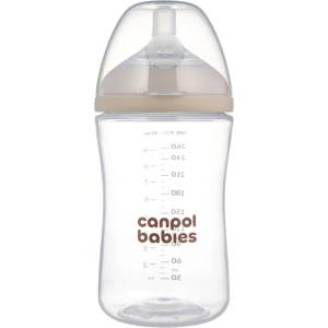 Canpol babies Бебешко шише с двузонов биберон Canpol - Natural Shape, 260 ml, 3 м+ (35/401) - ozone