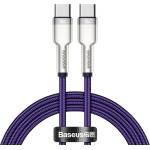 Baseus Здрав кабел с въжена оплетка за устройства с USB-C порт (100 см) - Baseus Cafule Metal Series USB-C to USB-C Cable 100W (CATJK-C05) (лилав) (CATJK-C05)