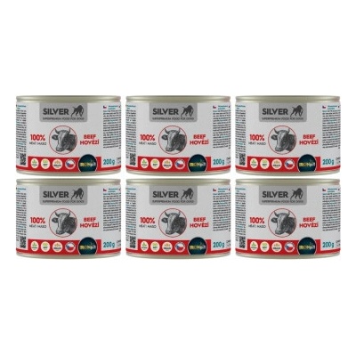 IRONpet Silver Dog Hovězí 100% masa 6 x 200 g