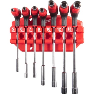 Sada trubkových nástrčných šroubovacích klíčů Milwaukee s T rukojetí, Comfort Grip, úderová plocha, 4932498704